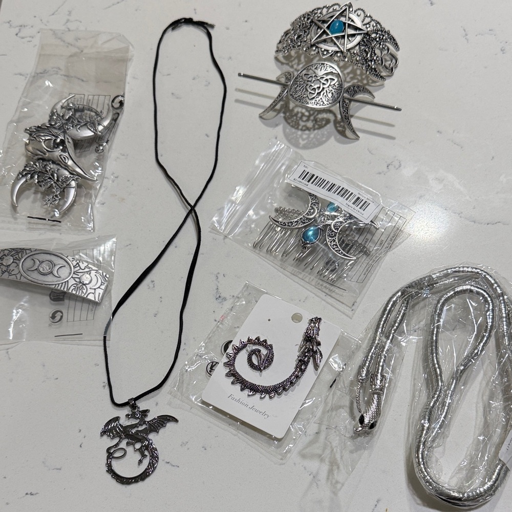 Silver Dragon Pendant Necklace - Black Cord